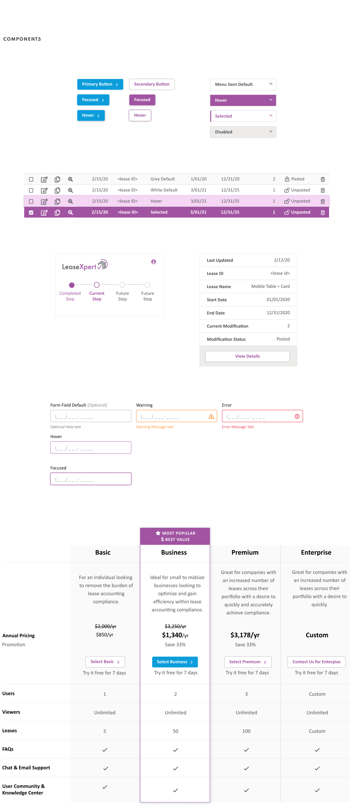 Design system styles components for marketing website and software platform