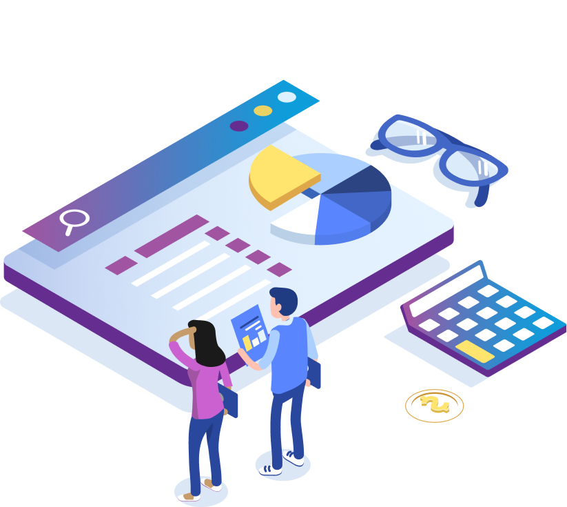 Illustruation of people looking at sofware platform