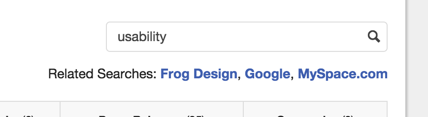 Screenshot of where Related Terms were located under search box